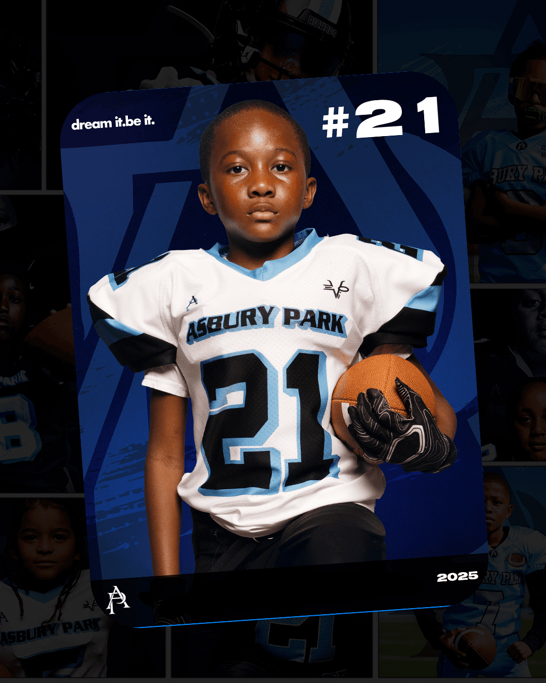 Custom Asbury Park football player photo magnet